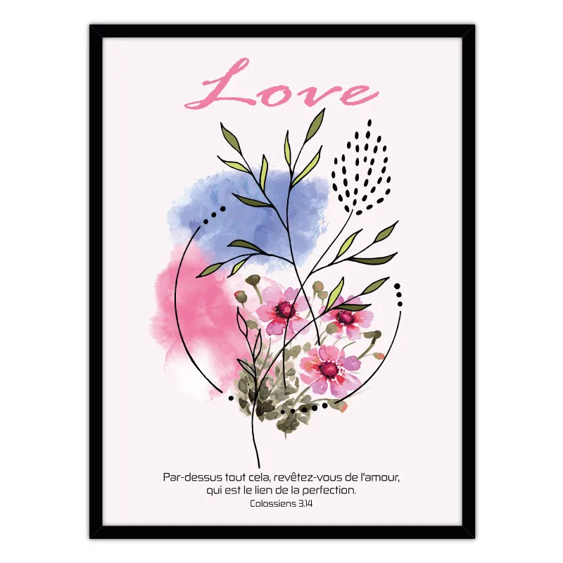 Cadre bois Love «Par-dessus tout cela, revêtez-vous de l'amour...» Col. 3.14, 40 x 30 cm
