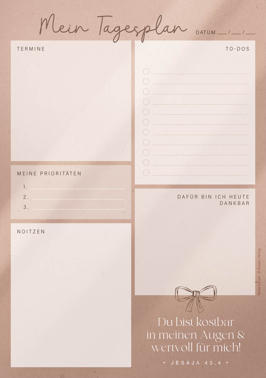 Notizblock Fatzer alive - Mein Tagesplan A5 - Jesaja 43,4