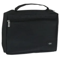 Pochette Bible, taille S, toile noire et ichthus