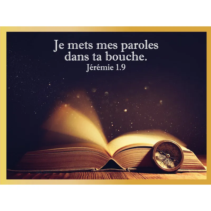 Cadre bois « Je mets mes paroles dans ta bouche » Jérémie 1.9 - 40 x 30 cm