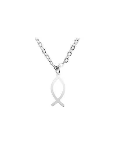 Collier argenté avec Ichtus - en acier inoxydable