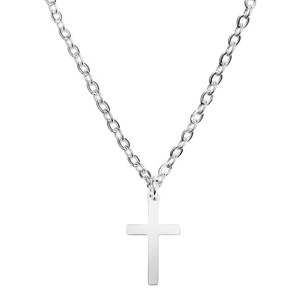 Collier argenté avec Croix - en acier inoxydable
