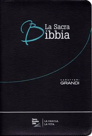 ITALIEN BIBLE GROS CARACT. NR2006 SOUPLE FIBRO NOIRE AVEC FERMETURE