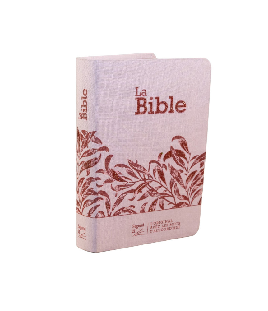 Bible Segond 21 compacte (Premium Style) - couverture souple, toile rose avec paillettes