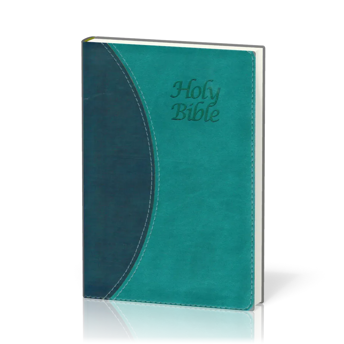 Anglais, Bible King James Version, two tone bleu, similicuir, tranche argent