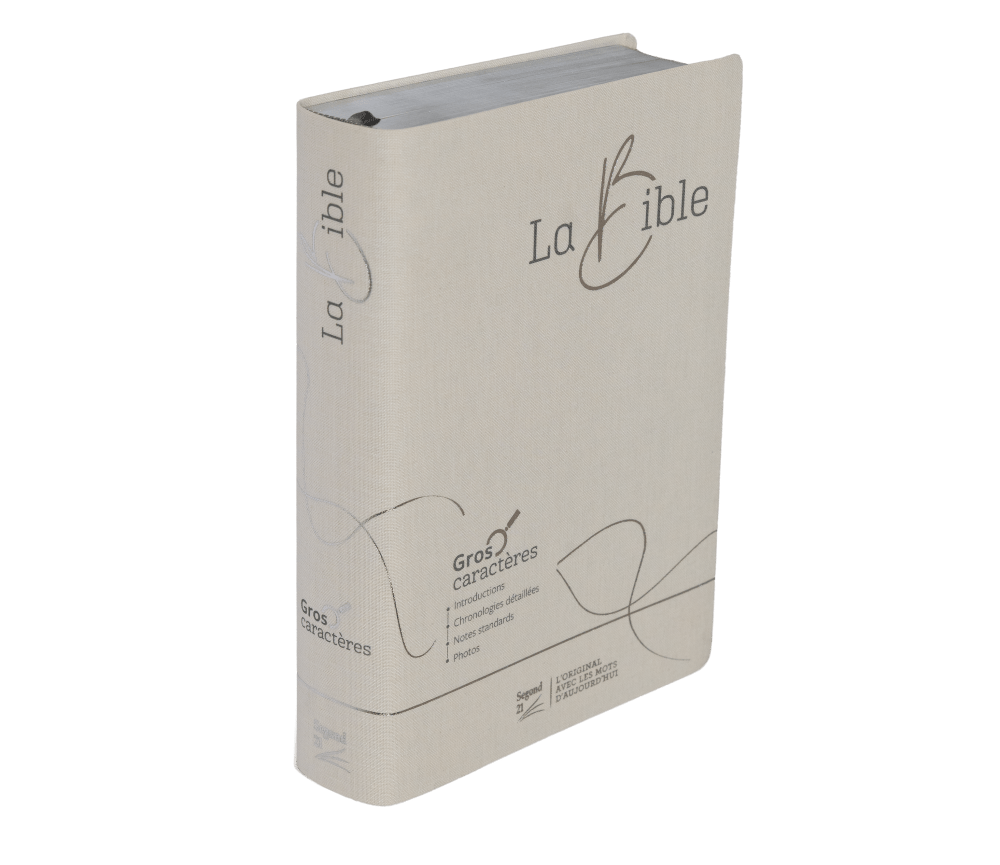 Bible Segond 21, gros caractères - couverture souple en toile blanche, tranche argentée