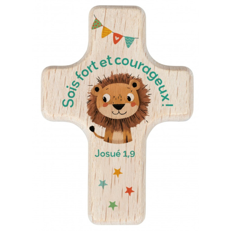 Mini-croix en bois de hêtre "Lion"