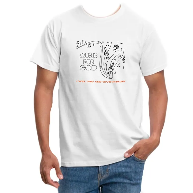 T-shirt blanc "Music for God" - I will sing and give praise