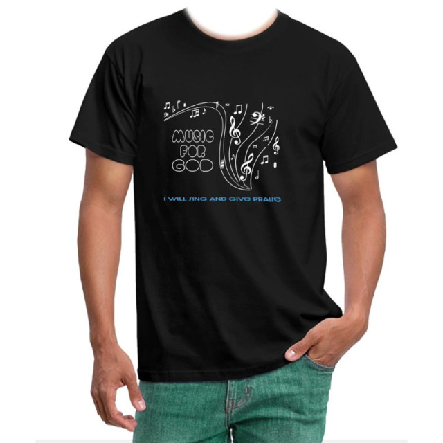 T-shirt noir "Music for God" - I will sing and give praise