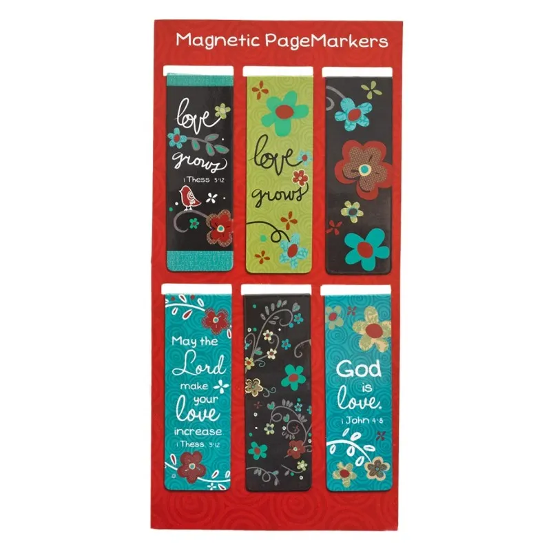 Anglais, Marque-pages magnétiques « L'Amour grandit » [lot de 6] - Love Grows Assorted Magnetic...