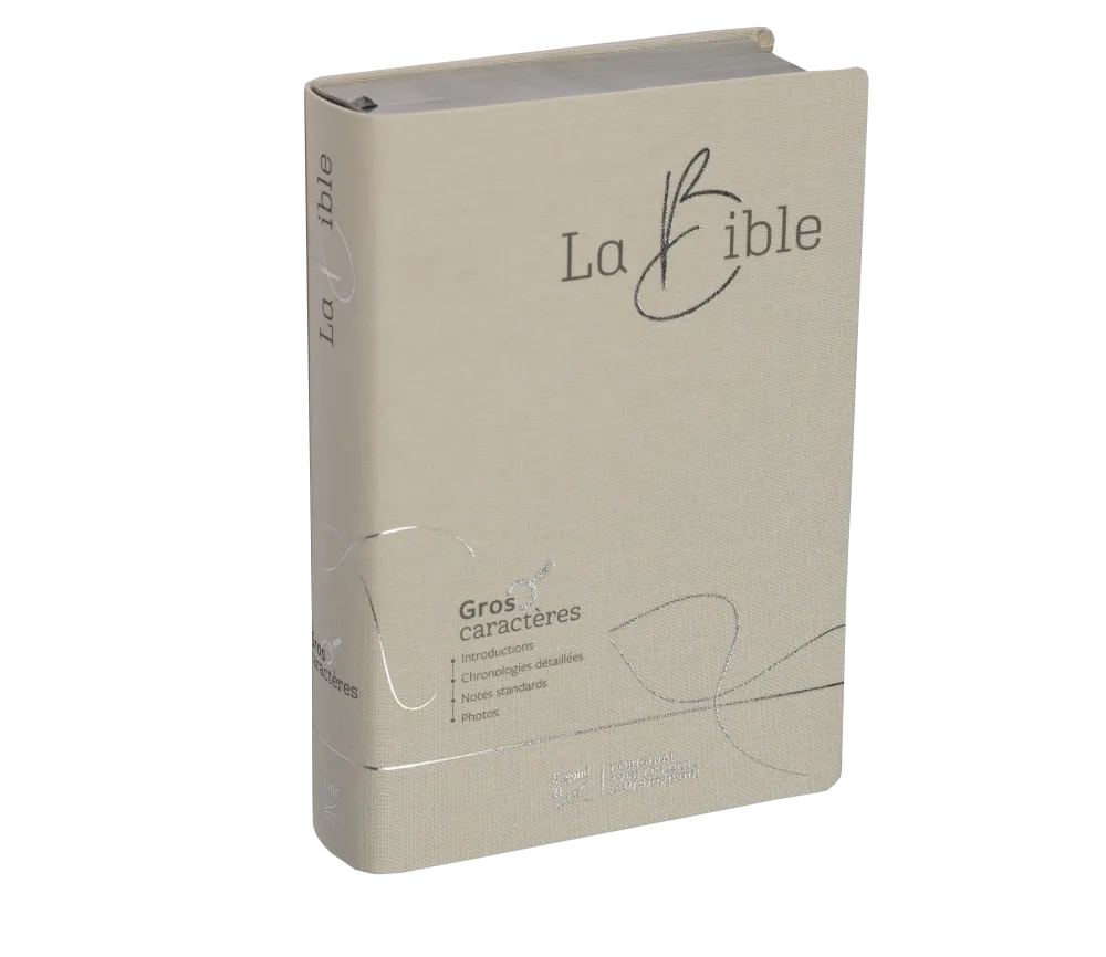 Bible Segond 21, gros caractères - couverture souple en toile blanche, tranche argentée