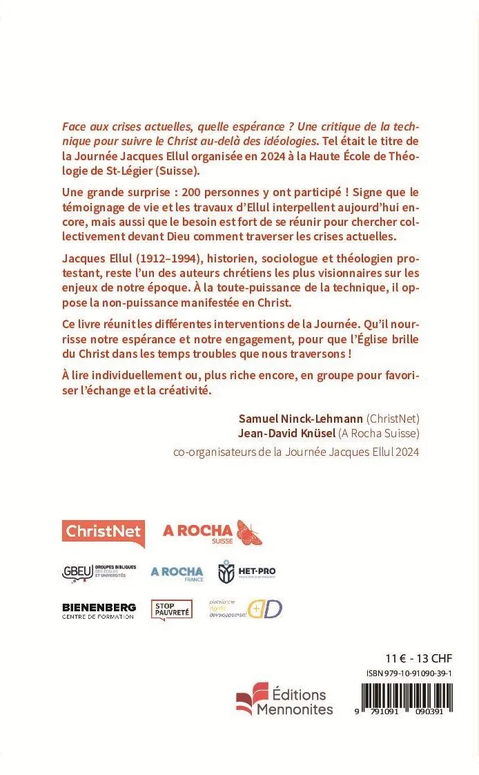 Face aux désastres - Avec Jacques Ellul, penser la crise et choisir l’espérance [coll. Foi au...