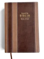 Espagnol, Bible RVR 2020, similicuir, duo marron, gros caractères, tranche dorée - couverture souple
