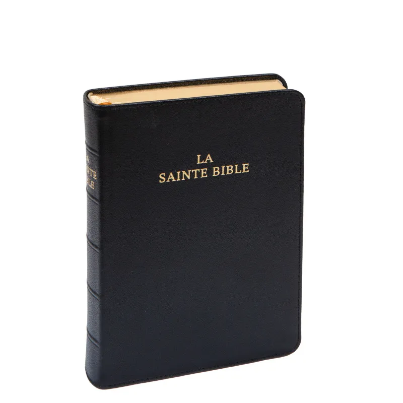 Bible Darby édition de Rolle, format moyen, cuir noir sans rebord, souple, tranche dorée