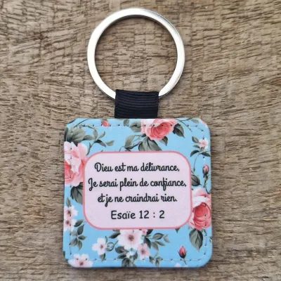 Porte-clé Carré Sublimation - Esaïe 12:2