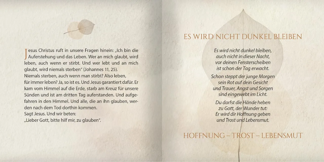 Grußheft Trauer - Es wird nicht dunkel bleiben