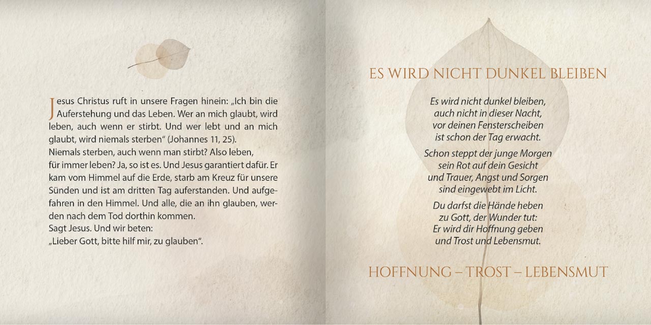 Grußheft Trauer - Es wird nicht dunkel bleiben