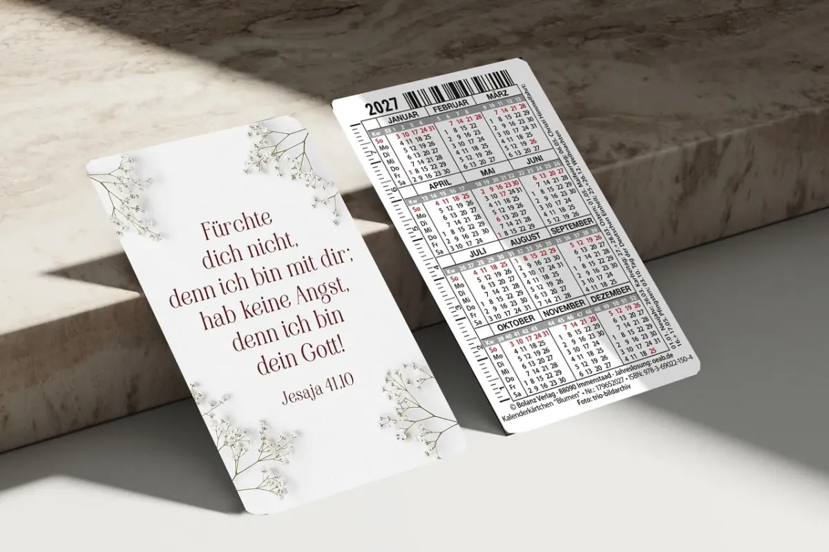 Kalender Kärtchen - Blumen - Jesaja 41.10 (Jahreskalender)