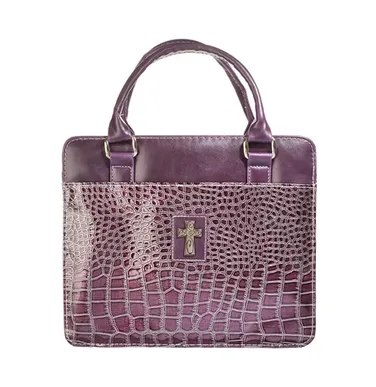 Pochette Bible, taille M, style sac à main, violet, effet crocodile