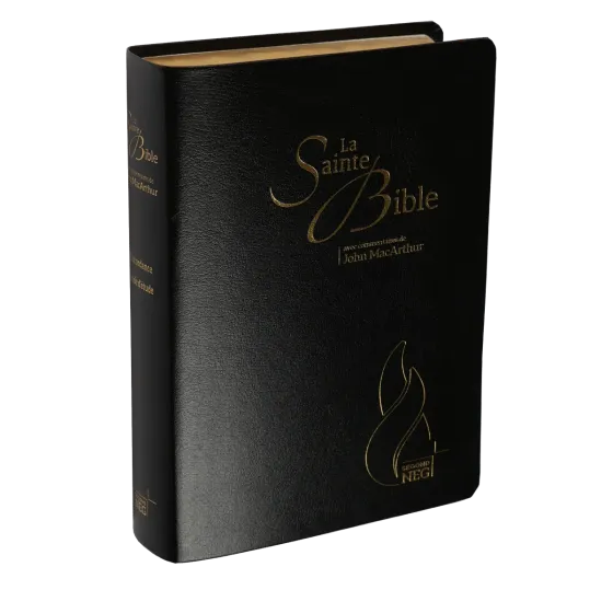 Bible d'étude Segond NEG MacArthur, noire - couverture souple, fibrocuir, tranche or