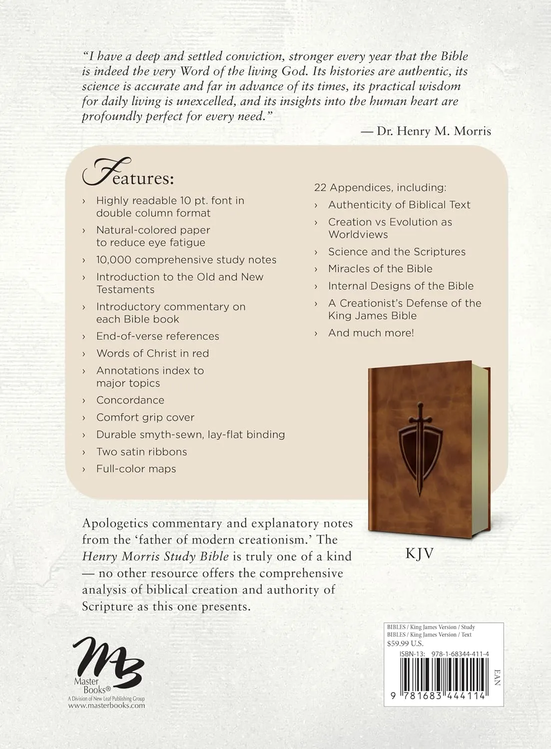 Anglais, Bible KJV, Henry Morris Study Bible Defender's Edition