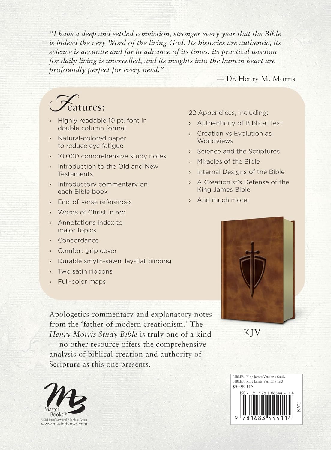 Anglais, Bible KJV, Henry Morris Study Bible Defender's Edition