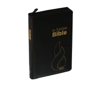 Bible Segond NEG compacte - couverture souple, fibrocuir noir, avec zipper, tranche or et onglets