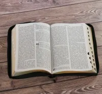 Bible Segond NEG, gros caractères, noire - Couverture souple, fibrocuir, tranche or, avec onglets