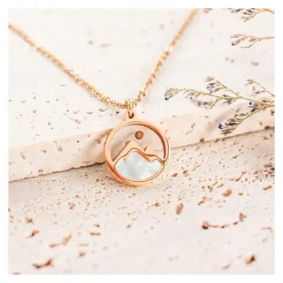 Collier avec pendentif graine de moutarde - or rosé - Couleur or rosé