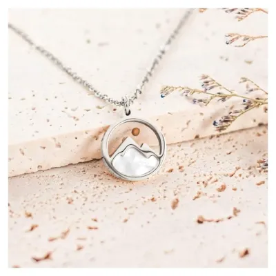 Collier avec pendentif graine de moutarde - Argent - Couleur argent
