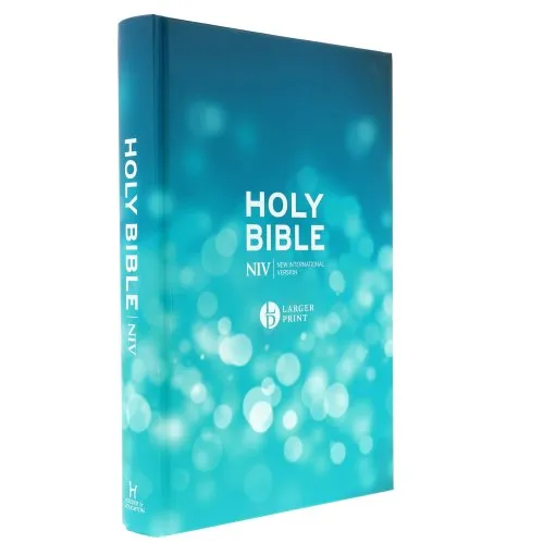 Anglais, Bible, NIV, grands caractères, bleue, rigide - Larger Print Blue Hardback Bible