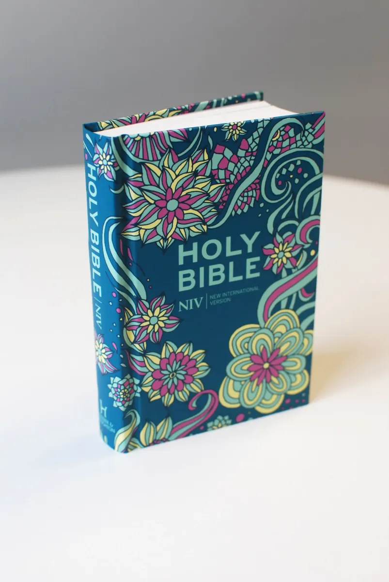 Englisch, Bibel New International Version, türkis, Blumen