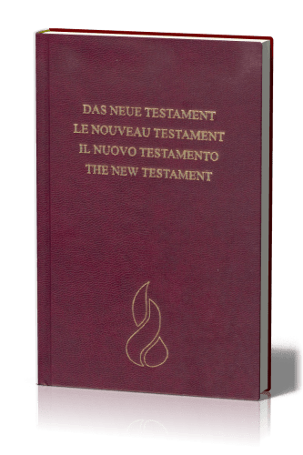 Nouveau testament quadrilingue NEG, allemand/français/italien/anglais - couverture rigide, rouge