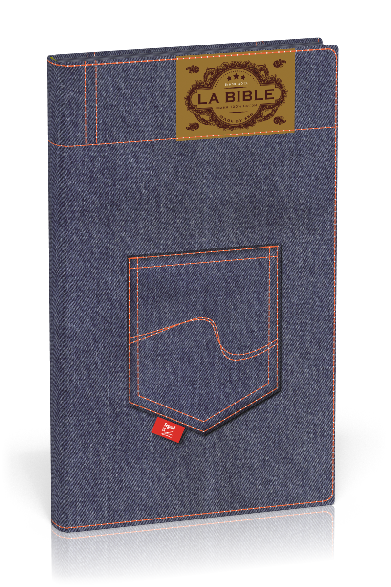 Bible segond 21 slim, jeans - couverture souple en jeans, avec zipper