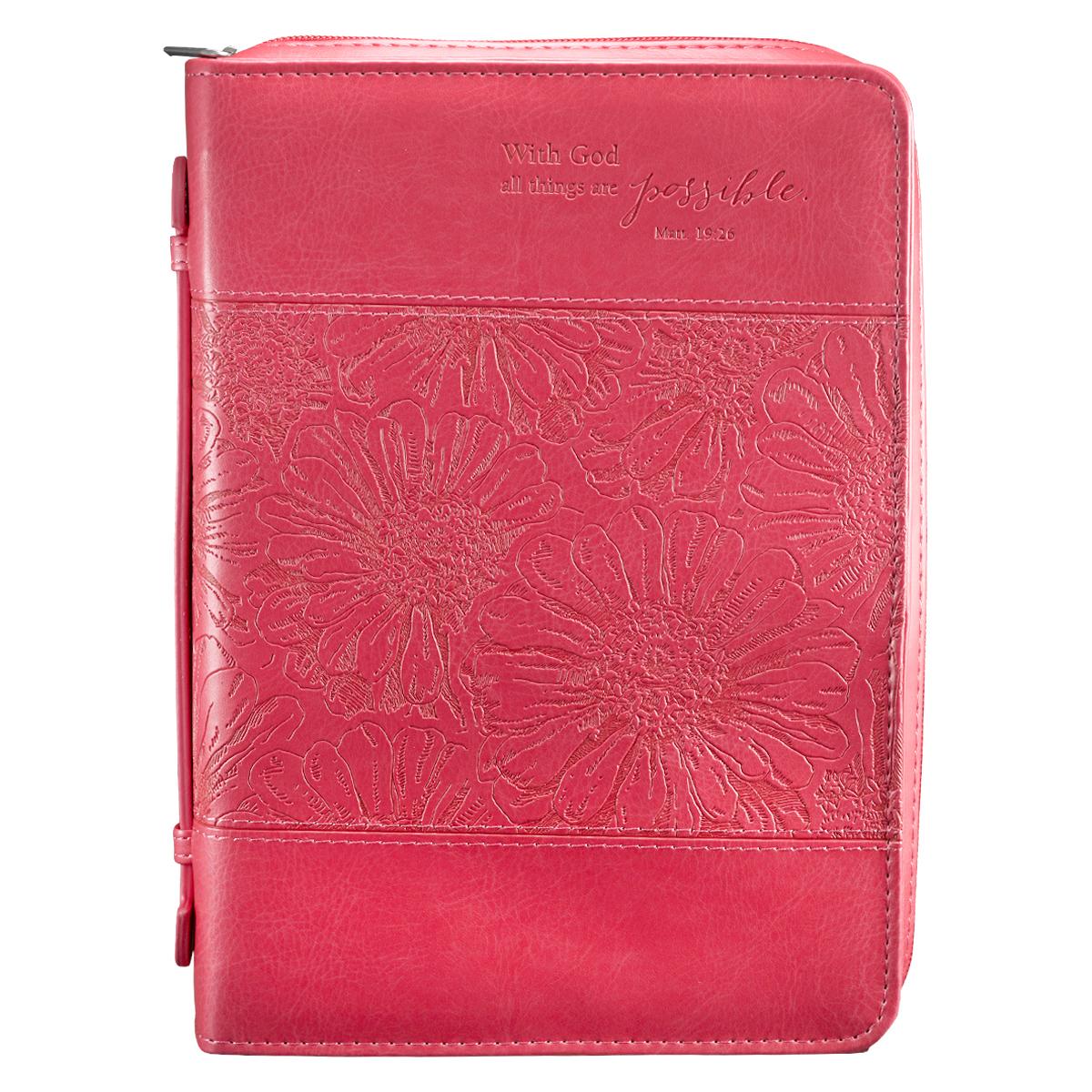 POCHETTE BIBLE, L, WITH GOD ALL THINGS […] MATT 19.26 ROSE - SIMILICUIR
