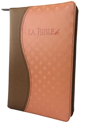 Bible Segond 21 compacte, duo brun saumon - couverture souple, vivella, avec zipper et tranches or