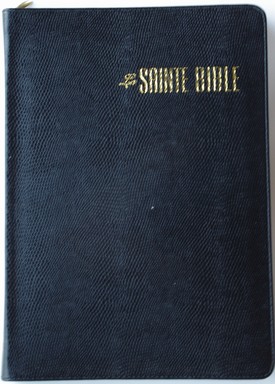 Bible Segond 1880 révisée, confort, noire - Esaïe 55, souple, vivella lézard, avec zipper et...