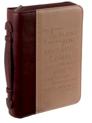 Pochette Bible L, brun "For I know the plans…" - Similicuir