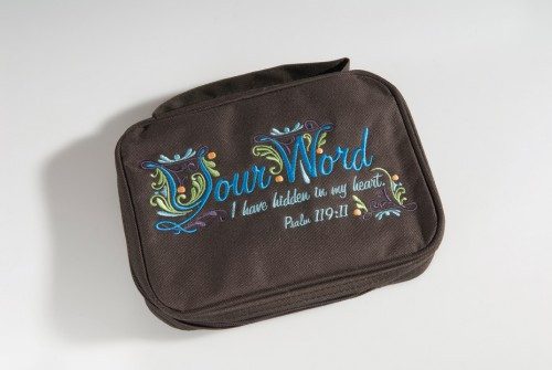 Pochette Bible M tissu "Your word"