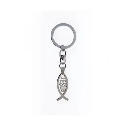 Porte-clé ichtus Jésus - métal, 10 cm