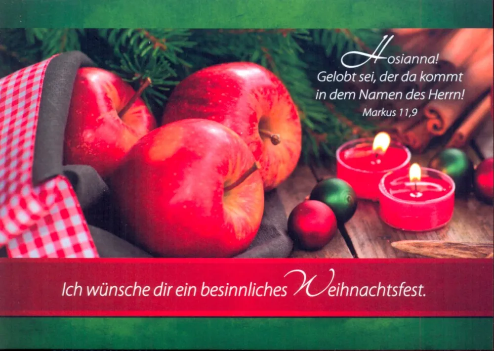 Weihnachten - rote Aepfel - Postkarte - Serie mit 12 Stk.
