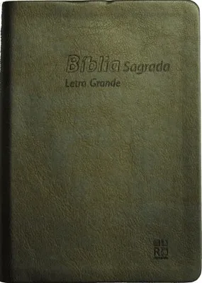 Portugais, Bible Almeida RC, bronze, similicuir, tranche dorée, format moyen - [Almeida Revista e...