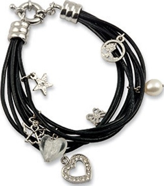 BRACELET 7 LANIÈRES CUIR ET 7 SUJETS ACCROCHÉS