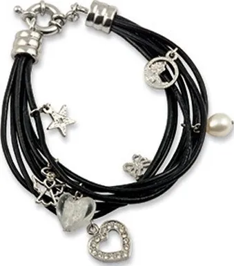 BRACELET 7 LANIÈRES CUIR ET 7 SUJETS ACCROCHÉS