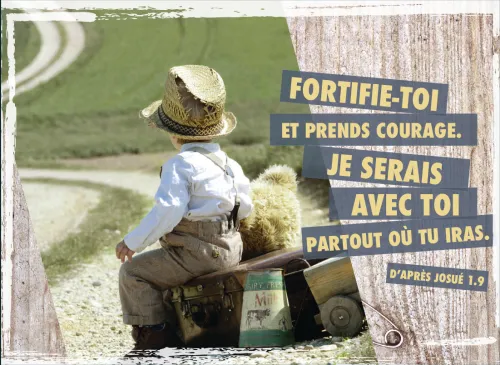 Magnet « Fortifie-toi et prends courage » Jos 1.9 - 6.5 x 9 cm