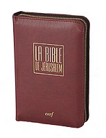 BIBLE DE JÉRUSALEM MINIATURE CUIR BORDEAUX FERMETURE ÉCLAIR