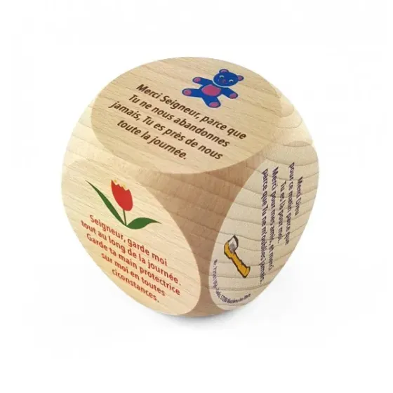 Mini dé 6 prieres pour enfants - 5cm (soleil)