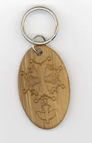 PORTE-CLÉS CROIX HUGUENOTE EN CHÊNE