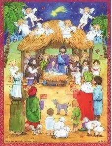 Adventskarte mit Krippenszene