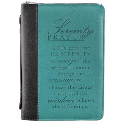 Pochette Bible, L, "Serenity prayer", brun/turquoise, similicuir